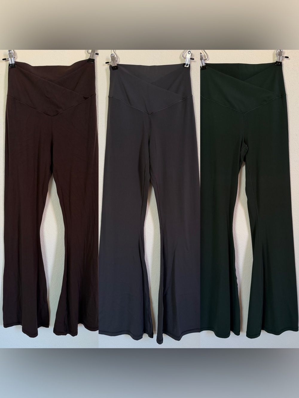aerie *(3) BUNDLE* Flare Leggings in Brown, Charcoal, and Dark Green